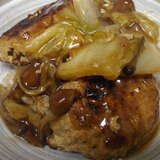 ハンバーグと白菜、なめこの丼